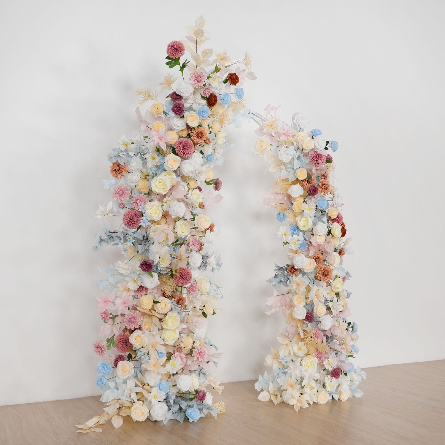 Uflower Pink Blue Champagne Horn Arch Decor Wedding Backdrop Floral Ball Arrangement